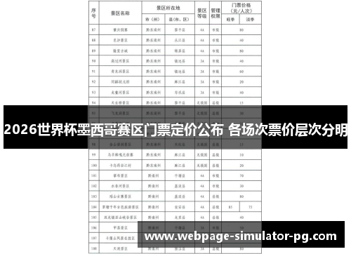 2026世界杯墨西哥赛区门票定价公布 各场次票价层次分明