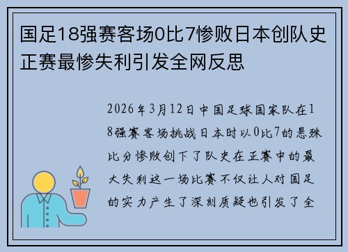 国足18强赛客场0比7惨败日本创队史正赛最惨失利引发全网反思 国足18强赛客场0比7惨败日本创队史正赛最惨失利引发全网反思